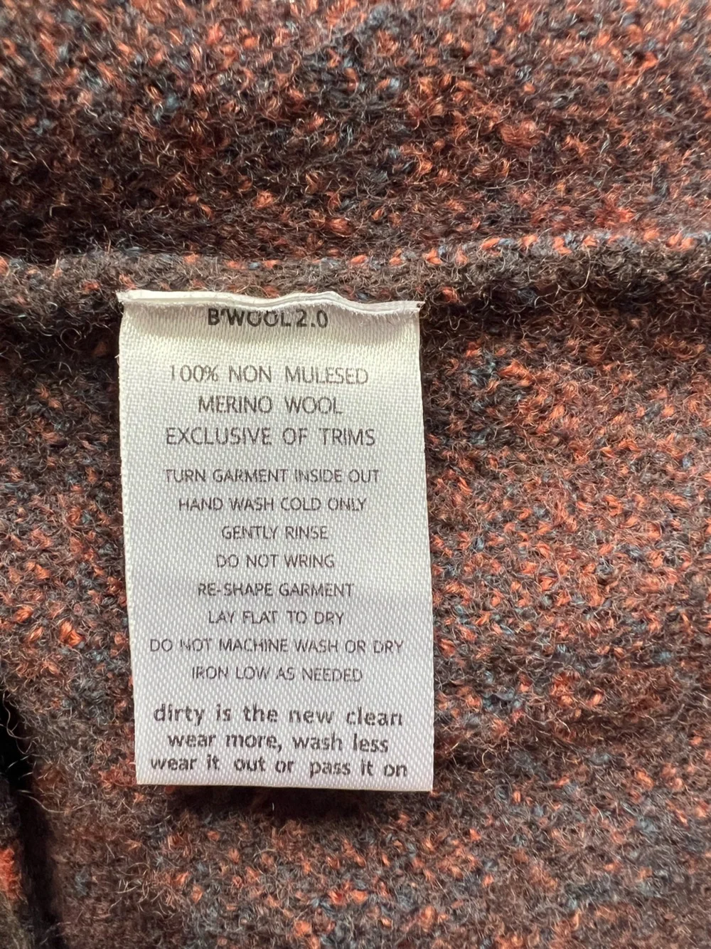 Toad&Co Brown Hooded Cardigan with Orange Blue Geometric Accents Merino Wool Lg - Picture 5 of 6